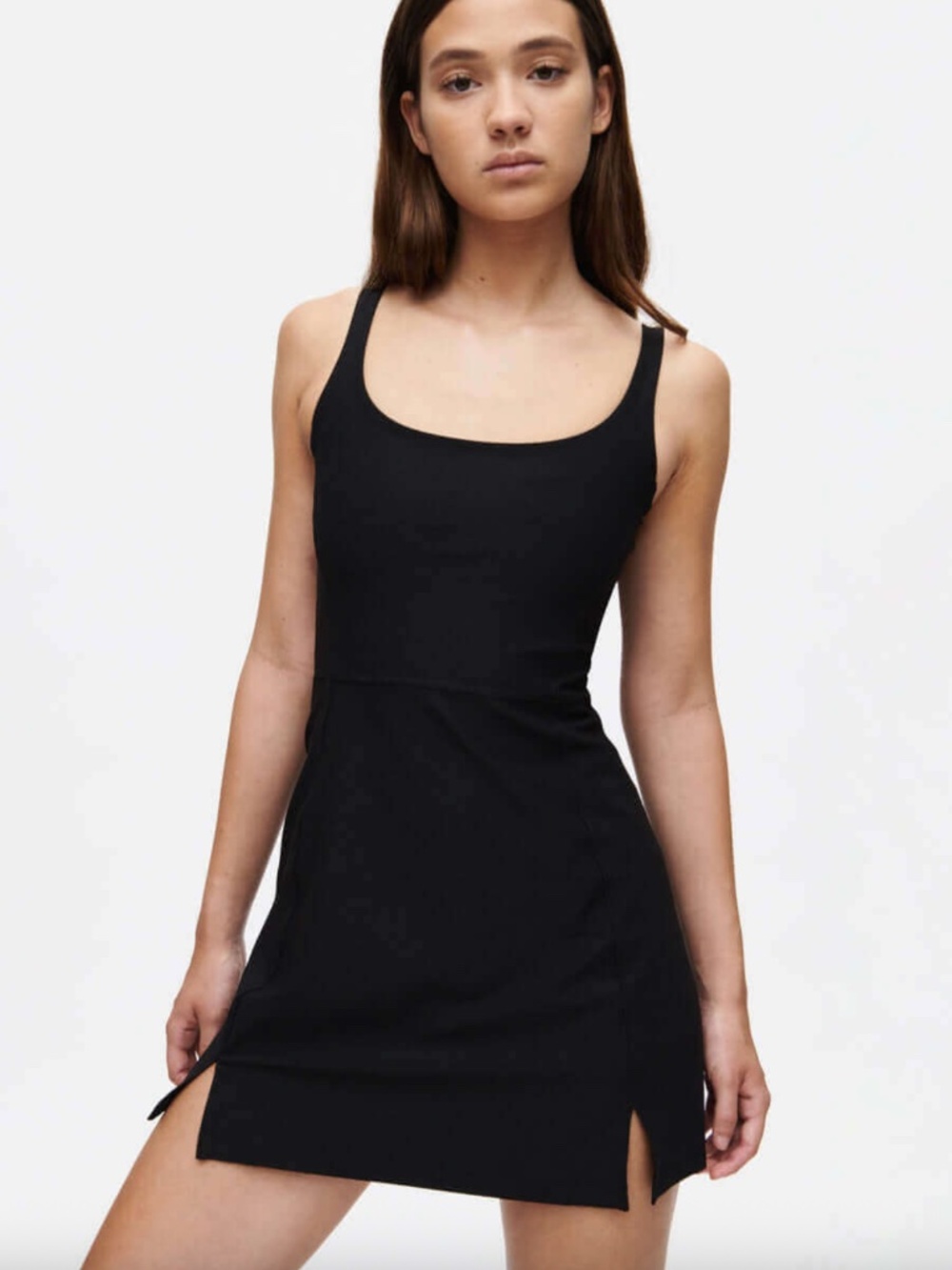 Outdoor Voices Warmup Exercise Dress, Black (Textured Compression), Small